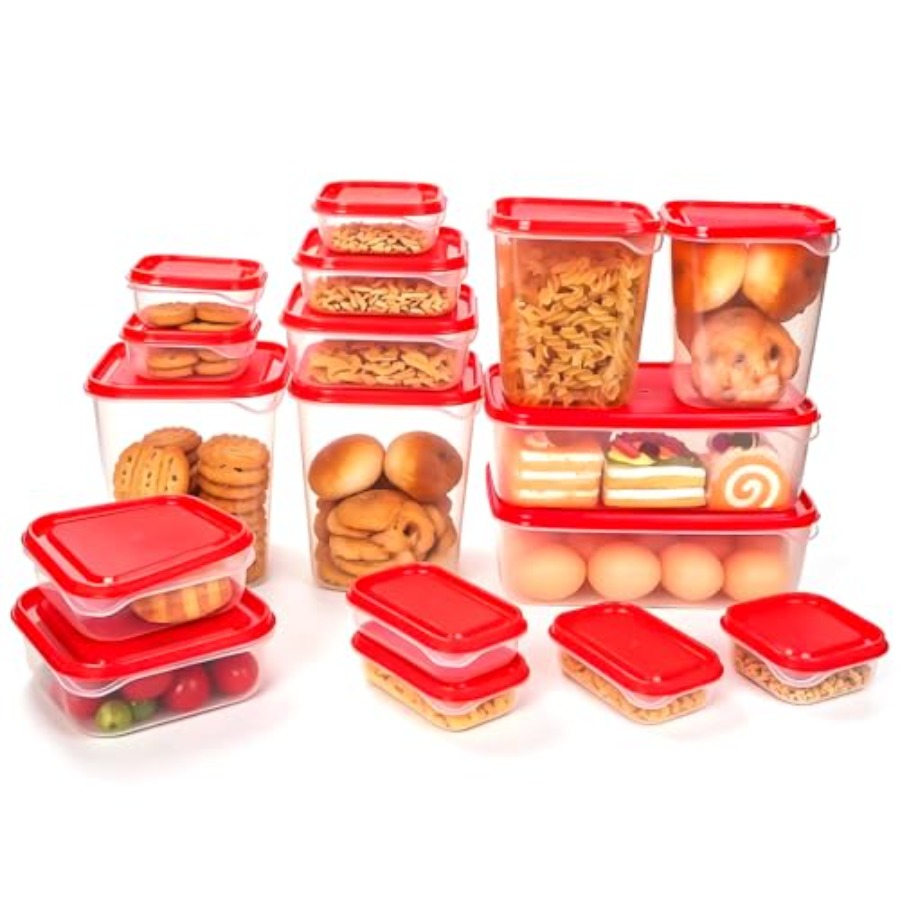 Food Storage Containers With Lids - 17-częściowy zestaw plastikowych pojemników na żywność,