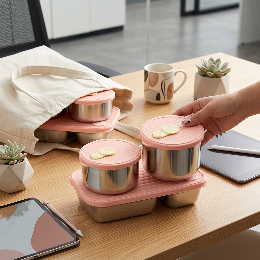 Food Storage Safety - Zestaw pojemników na lunch ze stali
