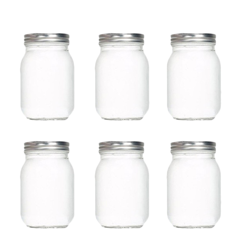 Food Storage Jars Plastic - 6 szt. Przezroczystych Okrągłych Szklanych Słoików