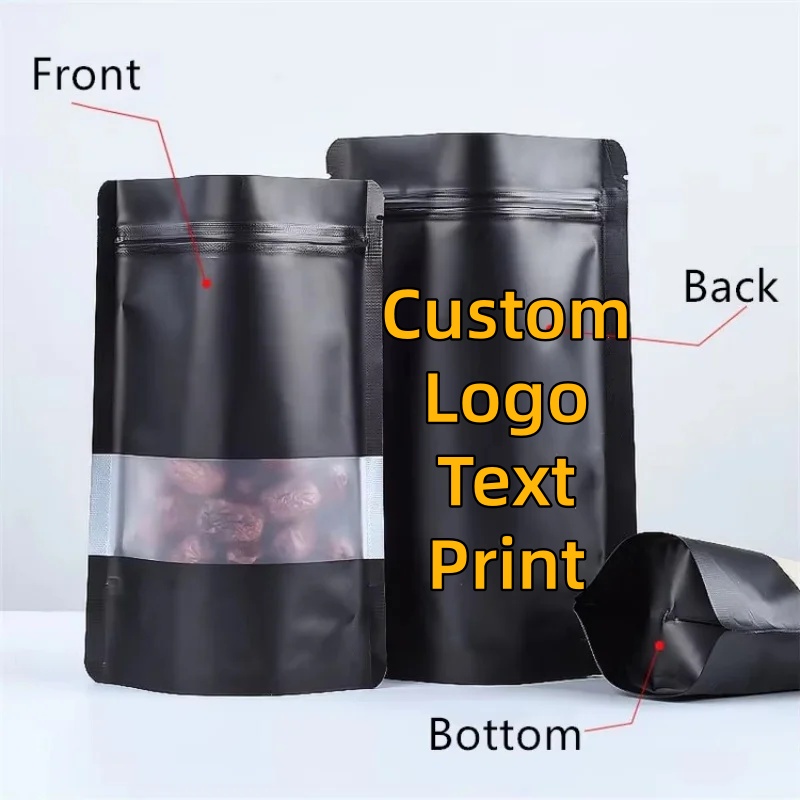 Food Storage Zip Bags - 100 SZTUK Stojące Matowe Czarne Torebki