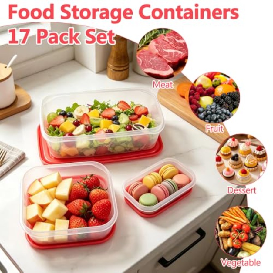 17-częściowy zestaw plastikowy – Food Storage Containers With Lids recenzja i cena