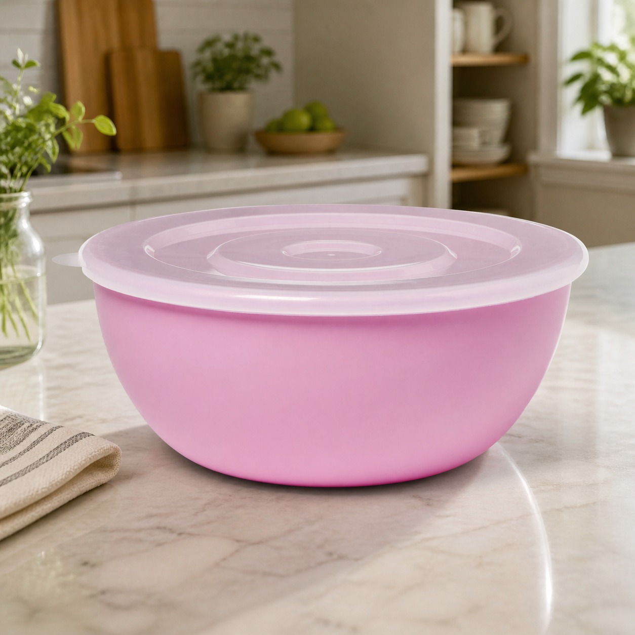 Różowa miska z dopasowaną pokr – Food Storage Containers With Lids recenzja i cena